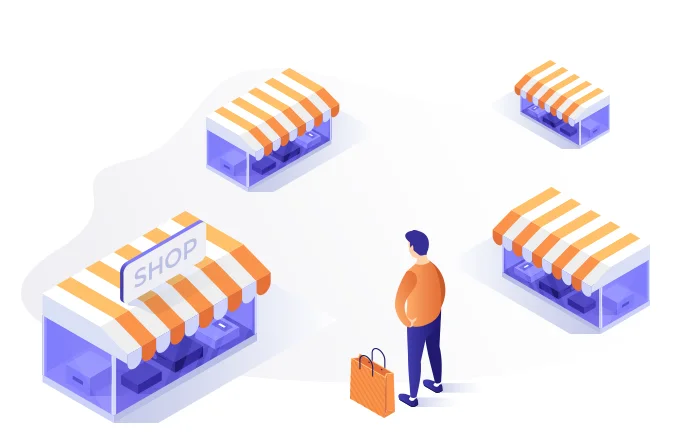 店舗案内にプラチナマップを活用する公式イラスト